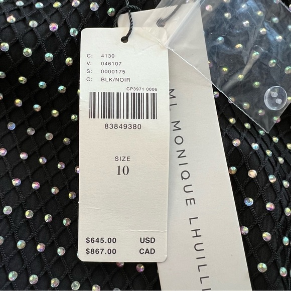 Monique Lhuillier Lorelei Crystal Net Gown Black Size 10 NEW - Picture 15 of 16